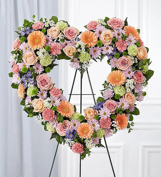 Always Remember Floral Heart Tribute - Pastel