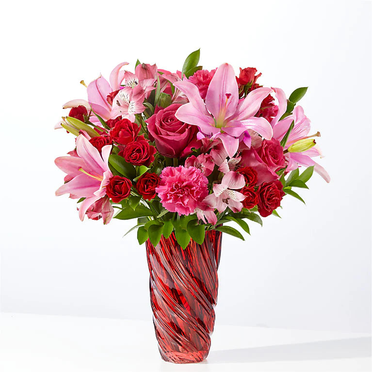 Berry in Love Bouquet with Luxe Swirl Vase