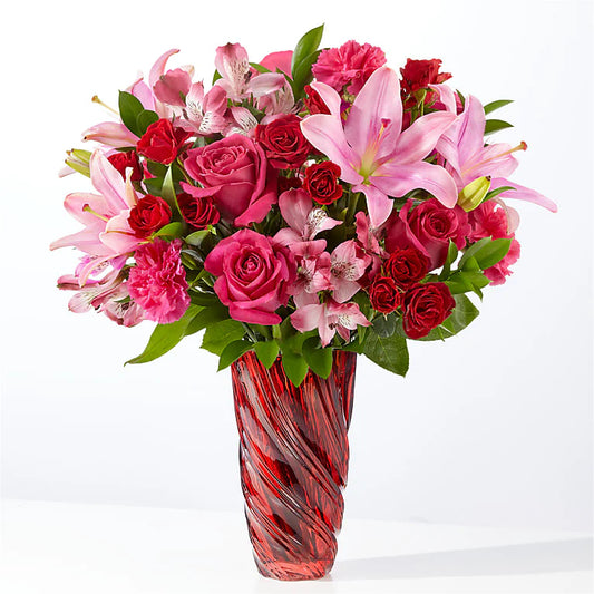 Berry in Love Bouquet with Luxe Swirl Vase