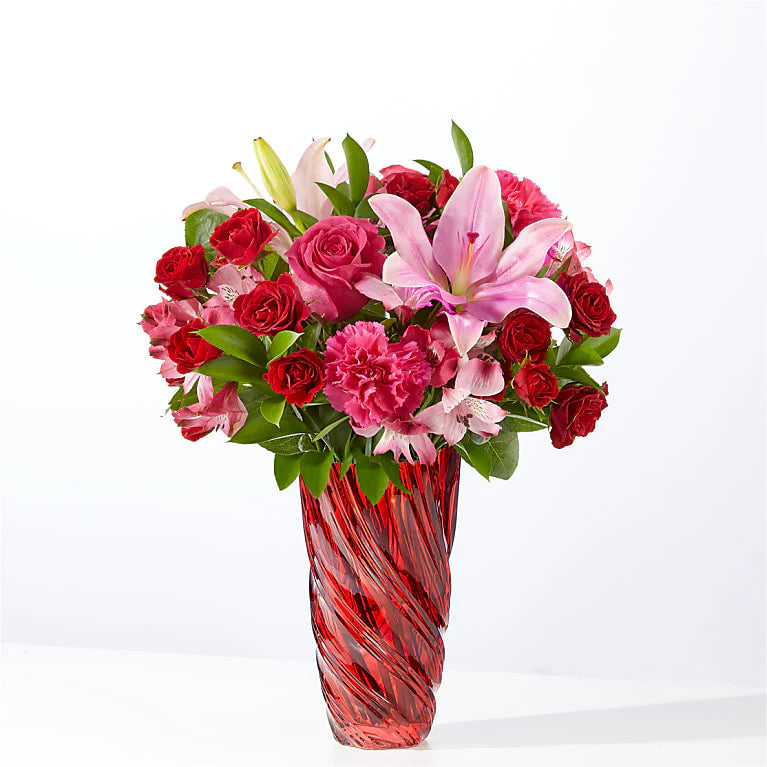 Berry in Love Bouquet with Luxe Swirl Vase