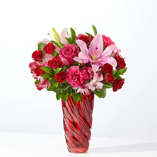 Berry in Love Bouquet with Luxe Swirl Vase