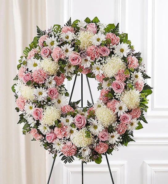 Serene Blessings Standing Wreath - Pink & White